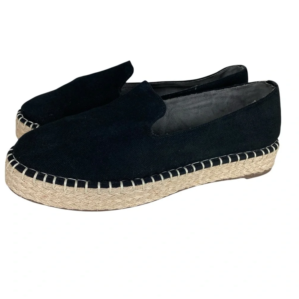 Joie Cara Espadrille Black Slip On Loafers Flats Women’s Size 9.5